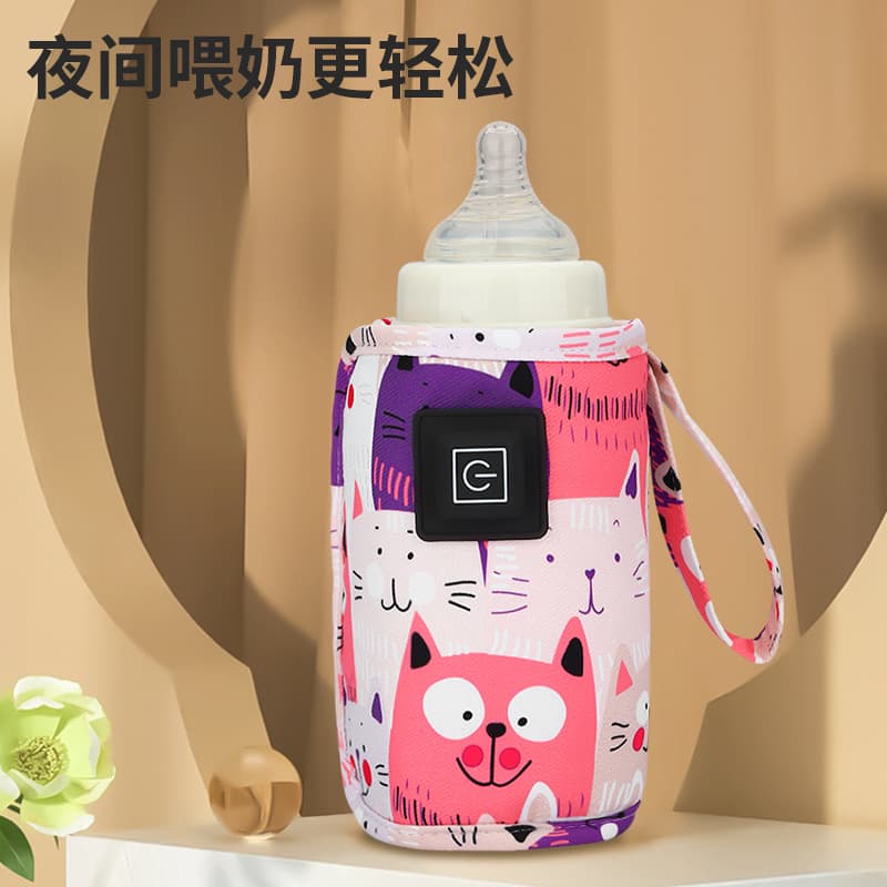 Factory wholesale cartoon warm milk cover with three heating levels, constant temperature bottle cover, portable universal bottle insulation sleeve