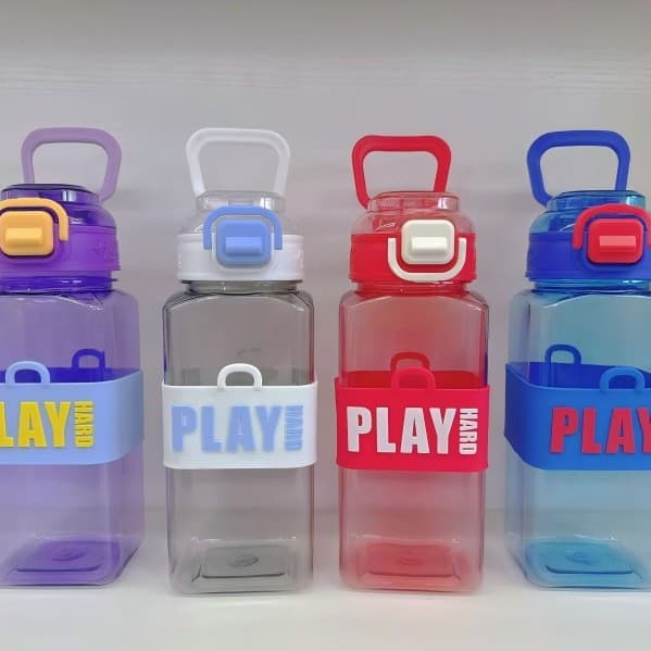 Children's Plastic Water Bottle with Straw, Sports Bottle, Square Portable Plastic Cup for Outdoor Use