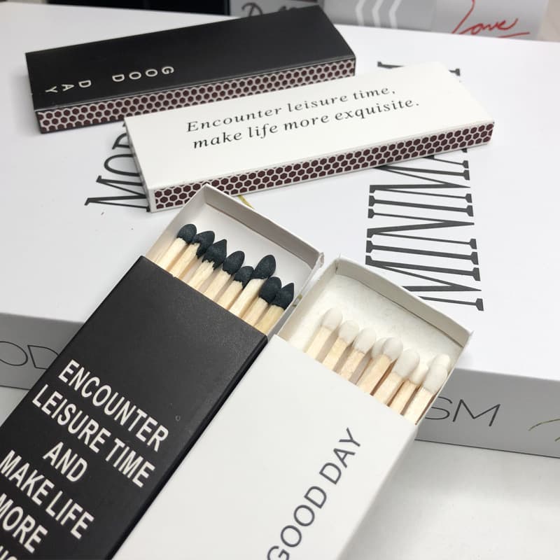 Long Retro Matches Extended Fire Candle Scented Candle Specific Wooden Matches Vintage Matches Black and White Paper Box Minimalist