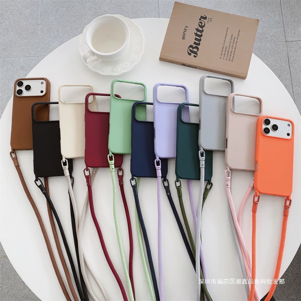 Crossbody Lanyard New iPhone 17PM Phone Case Matte Skin Feel 16 Anti-Drop Apple 15 Protective Cover