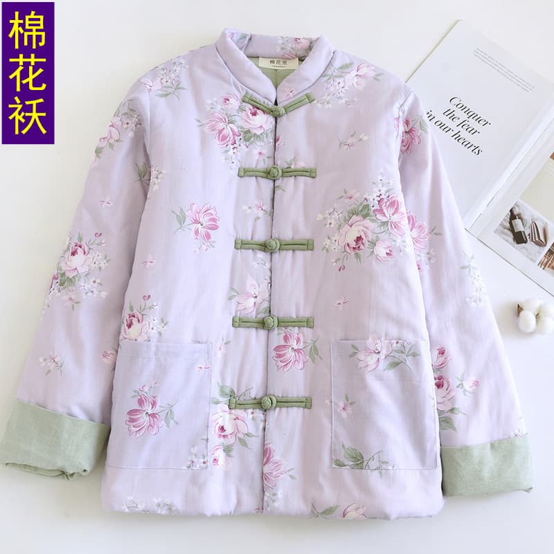 516 Winter handmade floral cotton jacket, thick warm cotton clothing, new Chinese-style national fashion mother's wear, middle-aged and elderly, drop shipping available.