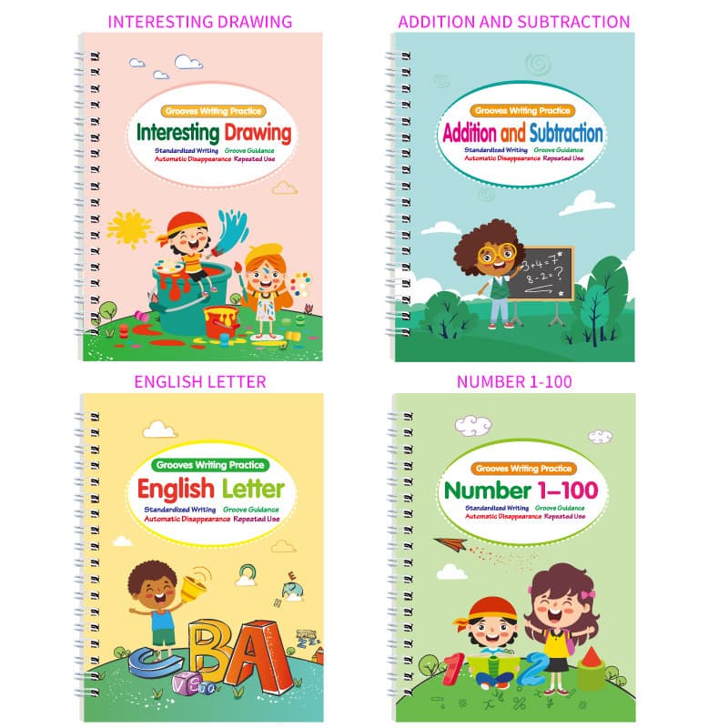 Cross-Border Full English Groove Copybook Children's Alphanumeric Painting Toddlers 3-5 Years Old Pen Control Training Puzzle Early Education