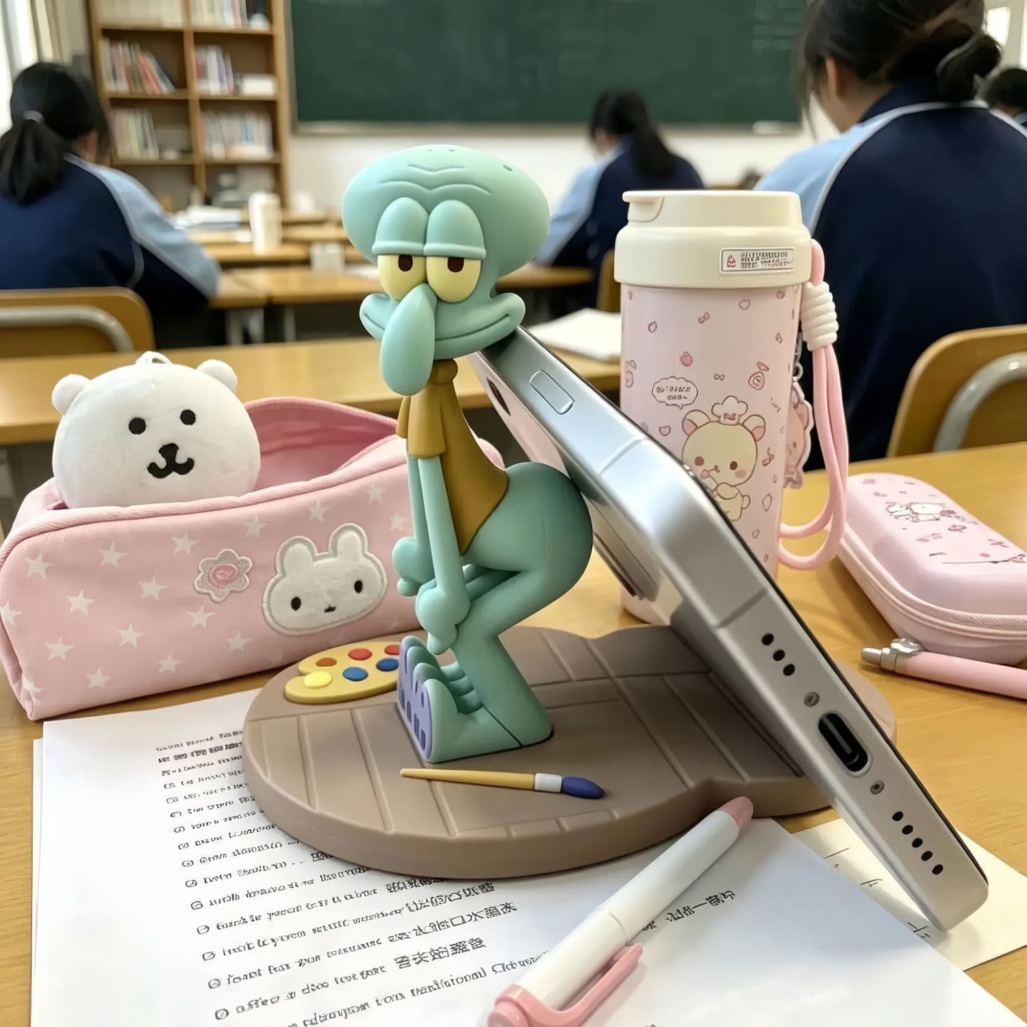 Office Worker Squidward Phone Stand Living Room TV Cabinet Desktop Decoration Ornament Creative Prank Kids Toy