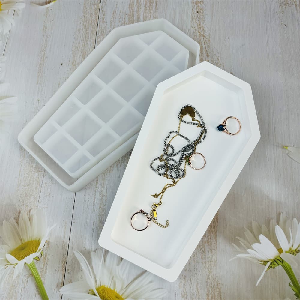 DIY Coffin Storage Box Plaster Mold Halloween Decoration Storage Crystal Resin Mold Desktop Storage 5298