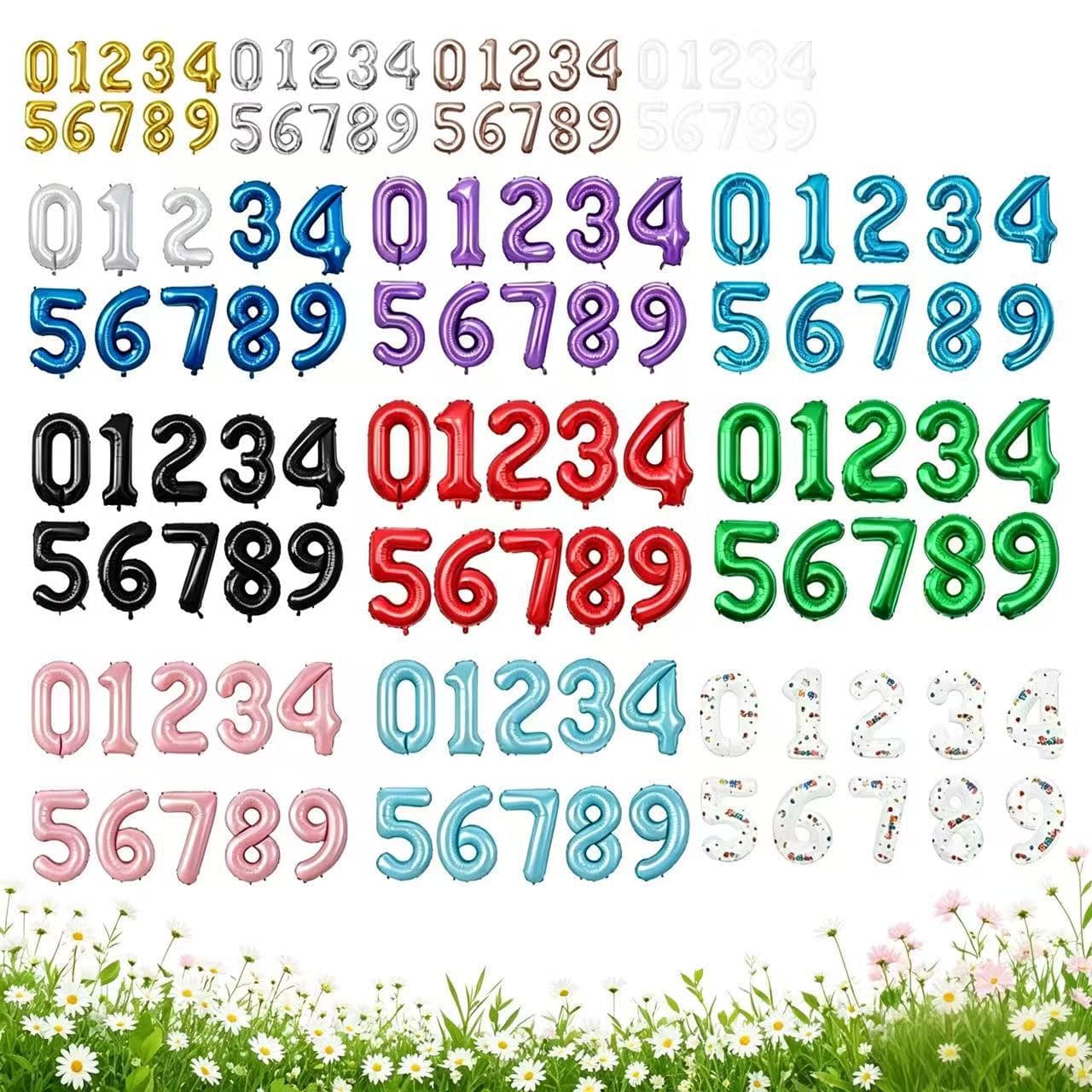 32-inch American Style Number 0-9 Foil Number Balloons Baby Birthday Decoration Set