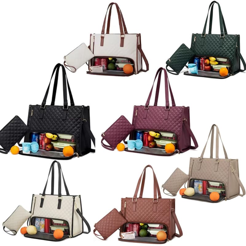 Cross-border popular large-capacity 2-in-1 meal bag with computer compartment, multi-functional combination bag, insulation layer, cross-body handbag