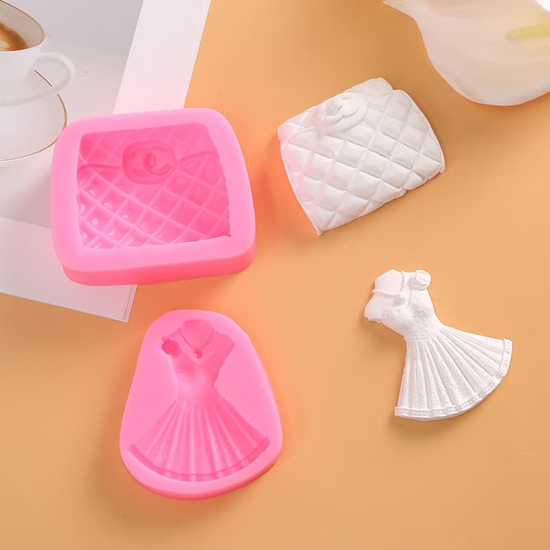 Silicone Candle Mold Chocolate Perfume Diffuser Skirt Shape DIY Crafts Mould Baking Cake Tools Irregular Shape Pink Size