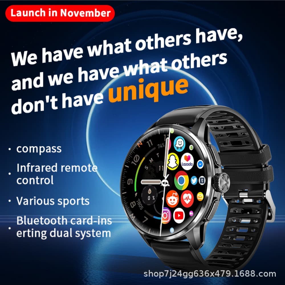 Cross-border H100 popular smart watch 4G card Bluetooth call dual system Google store air conditioner remote control