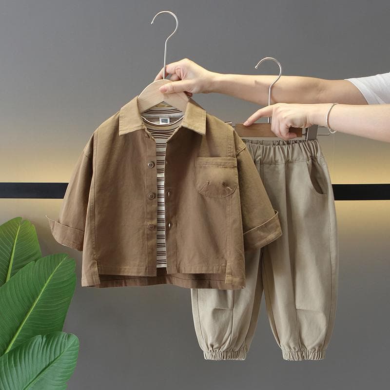 Boys' Autumn Set 2026 New Handsome Children's Spring/Autumn Jacket Three-Piece Set Baby Boy Korean Style Clothes Trendy