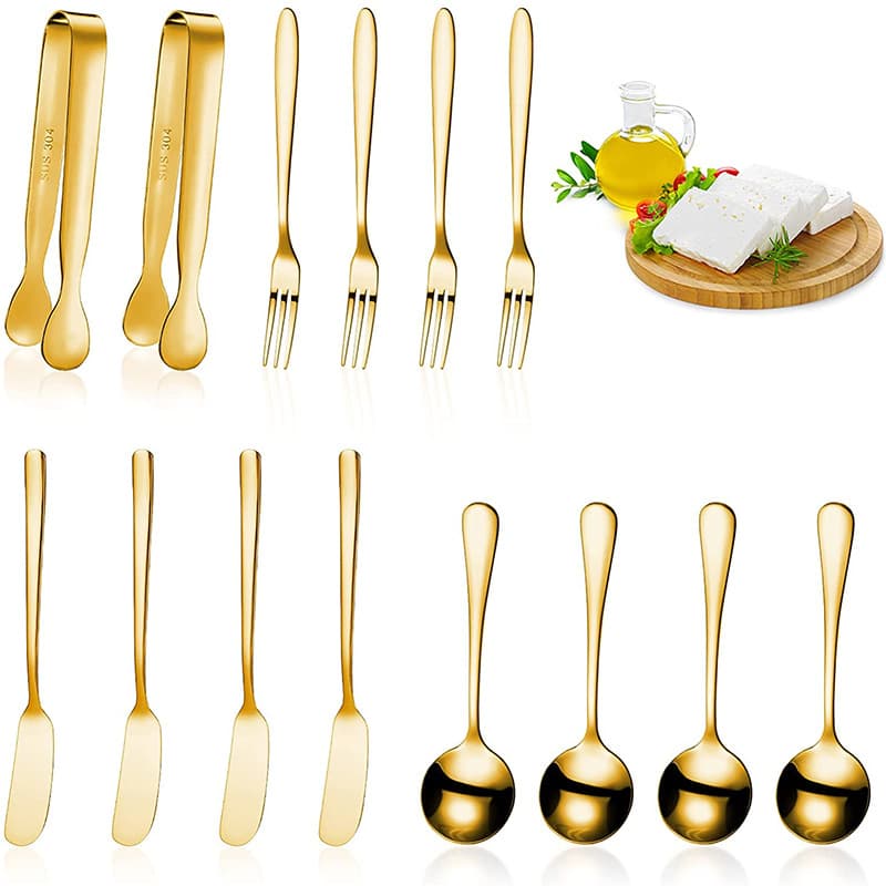 Stainless Steel Cheese Knife, Butter Spreader Set with Coffee Spoon, Sugar Tongs, and Dessert Fork for Cross-border Sales