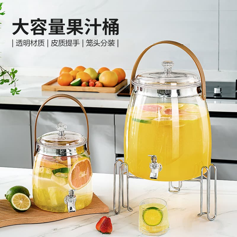 PET Cold Water Dispenser with Faucet, Juice Beverage Container, Lemon Fruit Tea Pitcher, Beer Keg, Cold Brew Tea Pitcher, Large Capacity for Home Use