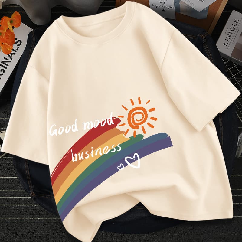 Short sleeve t-shirt for women, stylish design, niche summer style, milk apricot color, new arrival, petite fit, women's summer top, Xichen