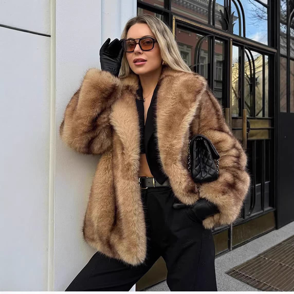 Cross-border Faux Fur Coat European and American New Autumn Winter Fur Jacket Short Women's Top Warm Plus Size Women's Clothing
