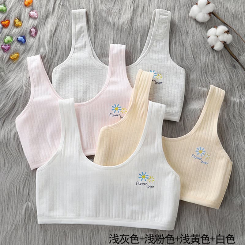 [In Stock, Fast Shipping] Pure Cotton Double-Layer Training Undergarments for 6-15 Year Olds, Anti-Nipple Show for Schoolgirls