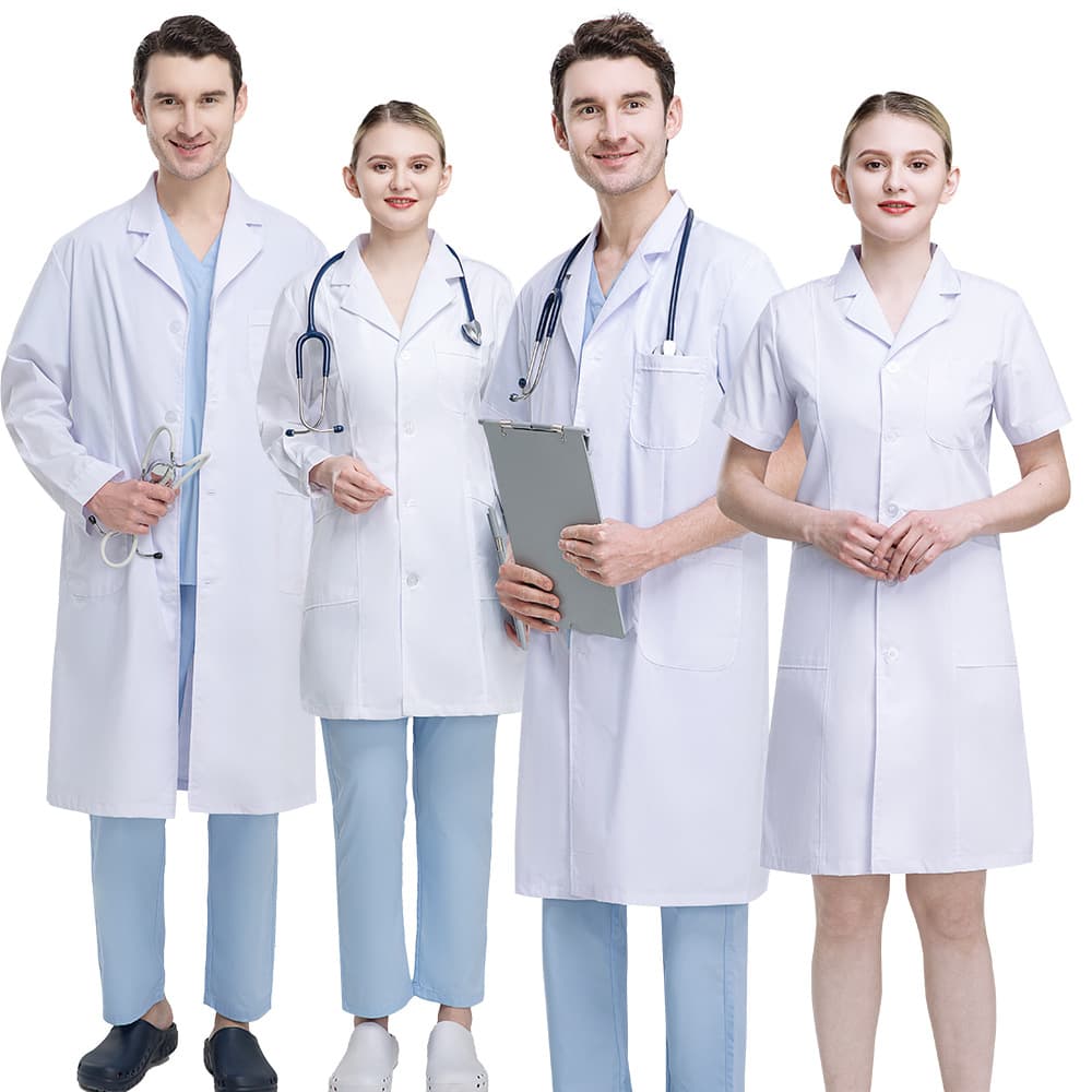 White Coat Long Sleeve Short Sleeve Men's Thick Clinic Doctor Nurse Pharmacy Doctor Workwear Jacket Nurse Logo Embroidery Available