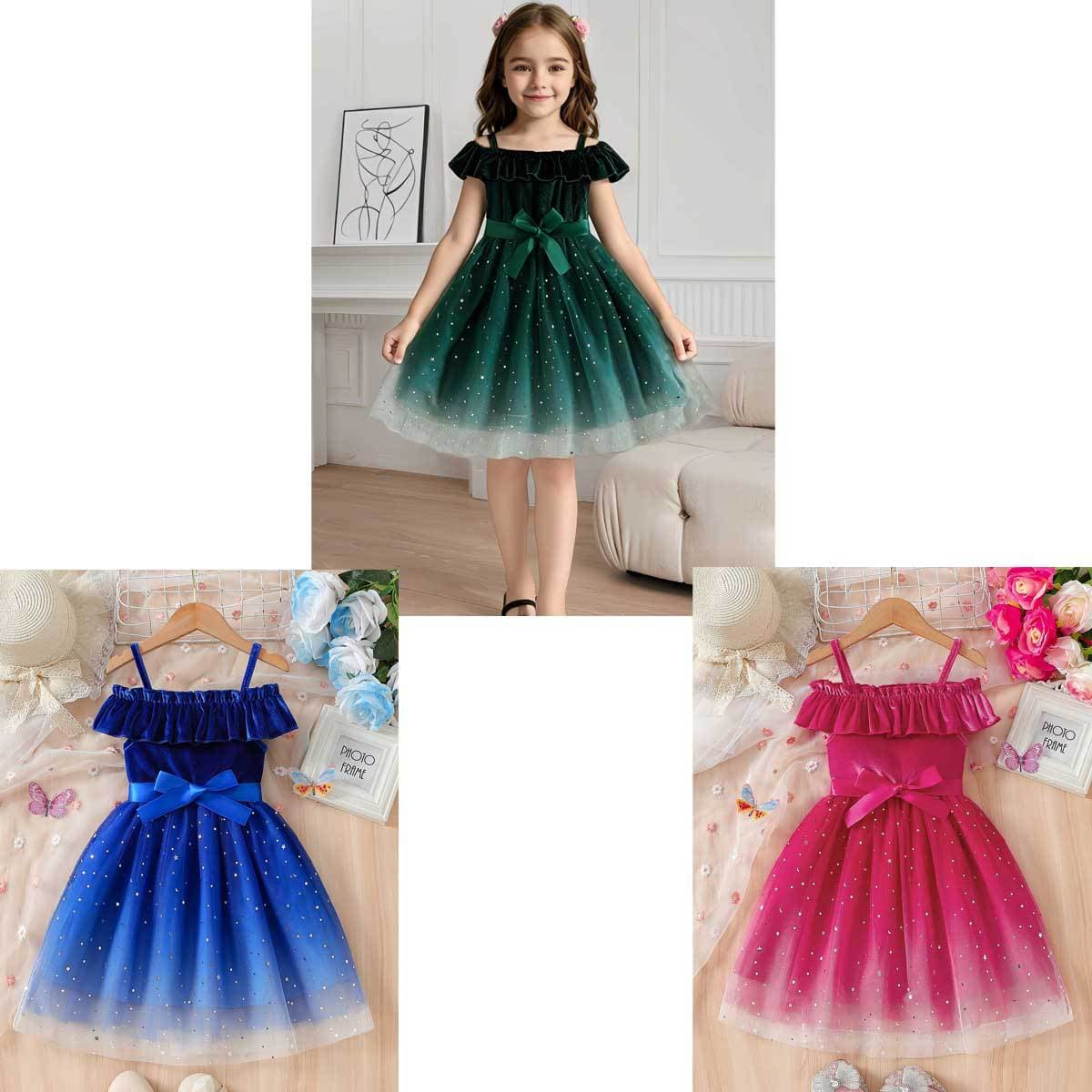 Cross-border Europe and America One-shoulder Strap Top with Sequins Gradient Mesh Hem Waist Dress
