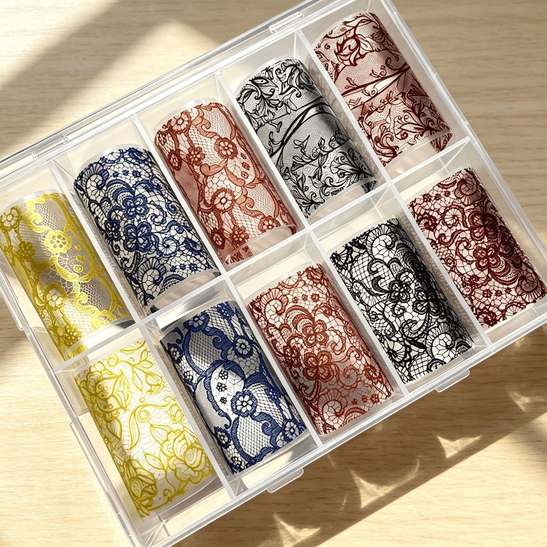 Nail Art Retro Color Lace Brown Lace Transfer Paper Sapphire Blue Lace Transfer Sticker National Style Nail Starry Sky Paper