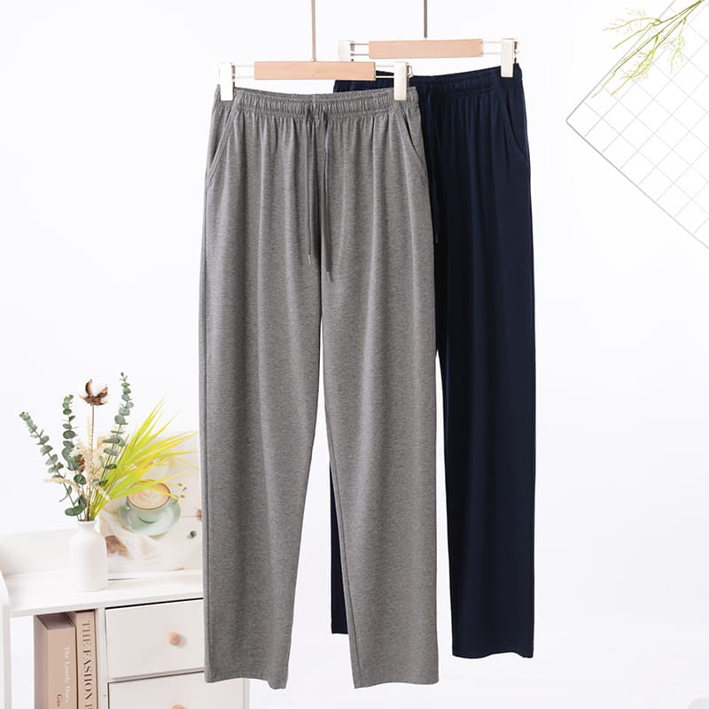 Men's Modal Cotton Air Conditioning Pants Summer Sleepwear Home Leisure Long Trousers Outdoor Wearable High-End Home Pants