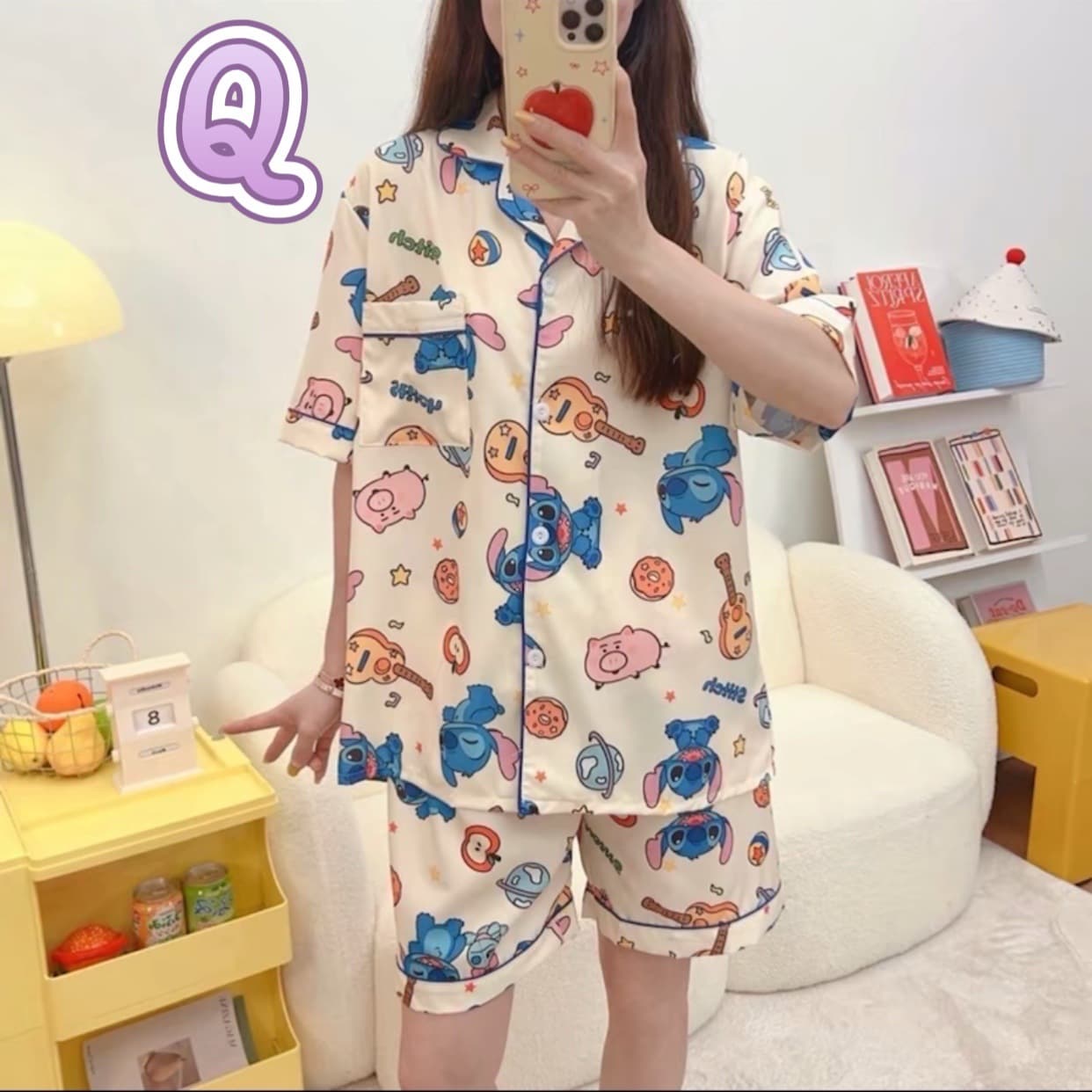 Export Pajamas Summer New Thin Short Sleeve Homewear Women's Cartoon Pajamas Women's Turn-Down Collar Casual Two-Piece Set