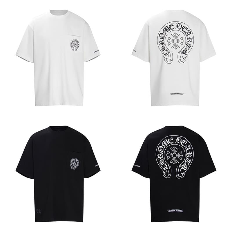 Chrome Heart 2024 New Summer Fashion Brand Export Classic Horseshoe Cross Print Short Sleeve T-Shirt