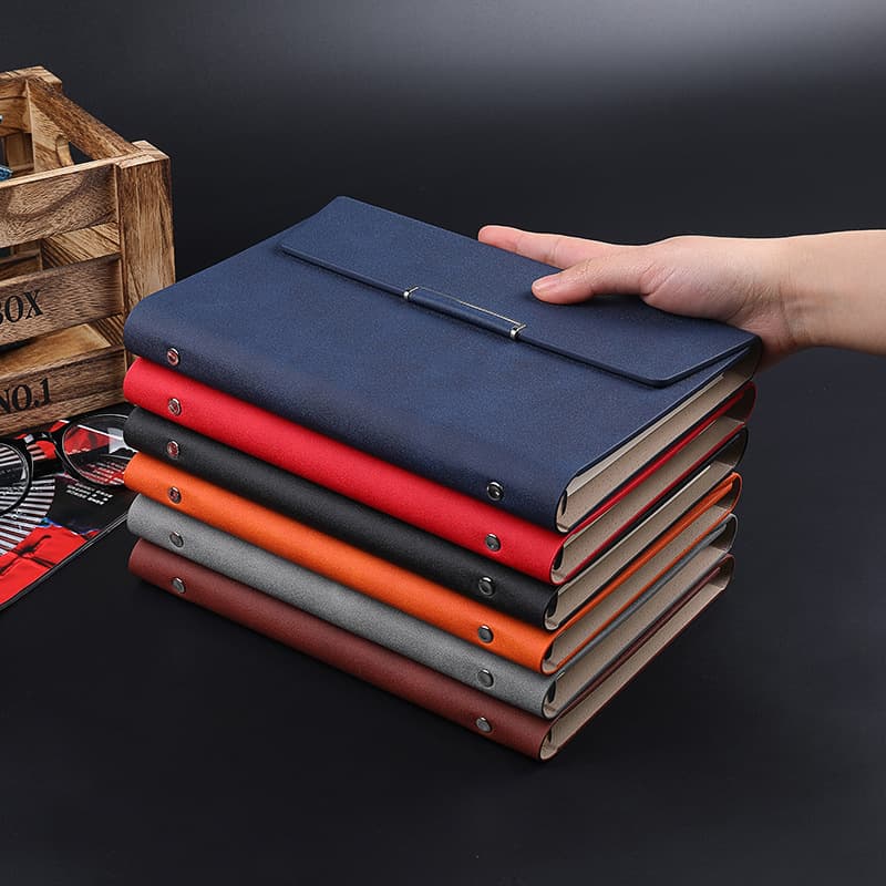 Factory Wholesale A5 Loose-Leaf Notebook, Simple Business Notebook, Three-Fold Loose-Leaf Notebook, Gift Box Set, Custom Logo Printing