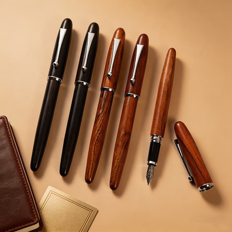 New retro wood grain ink bag pen with customized logo, high-end business office student positive writing ink pen