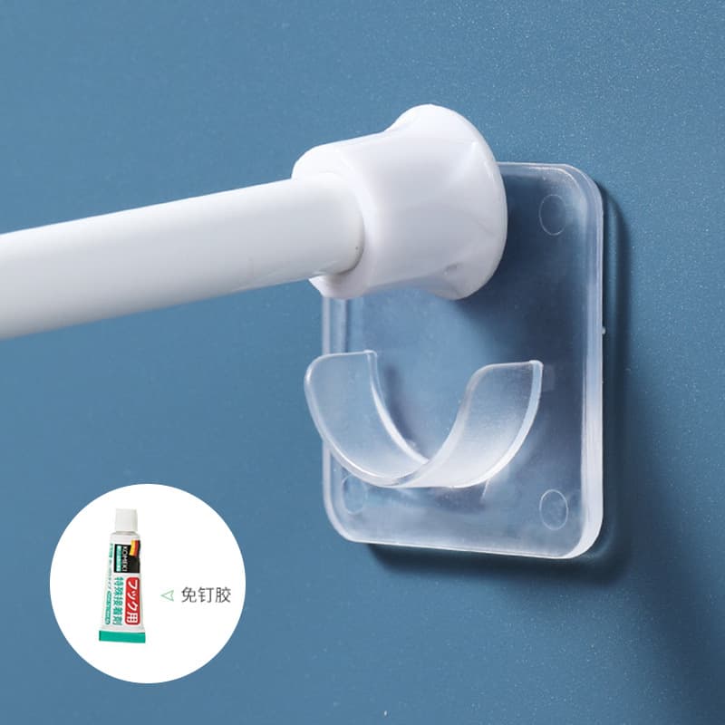 Telescopic rod bracket wholesale adhesive no-drill curtain rod fixed base cross rod door curtain rod hanging clip hook bracket accessories