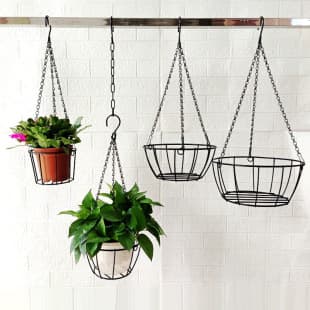 Wrought Iron Hanging Simple Spider Plant Succulent Hanging Basket, Pothos Flower Pot, Balcony Plant Stand Hanging Hook Rack