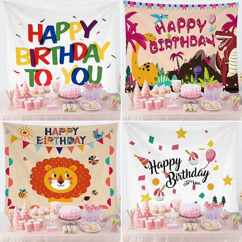 Happy birthday banner background cloth banner hanging cloth children's decoration party party outdoor picnic photo scene wall