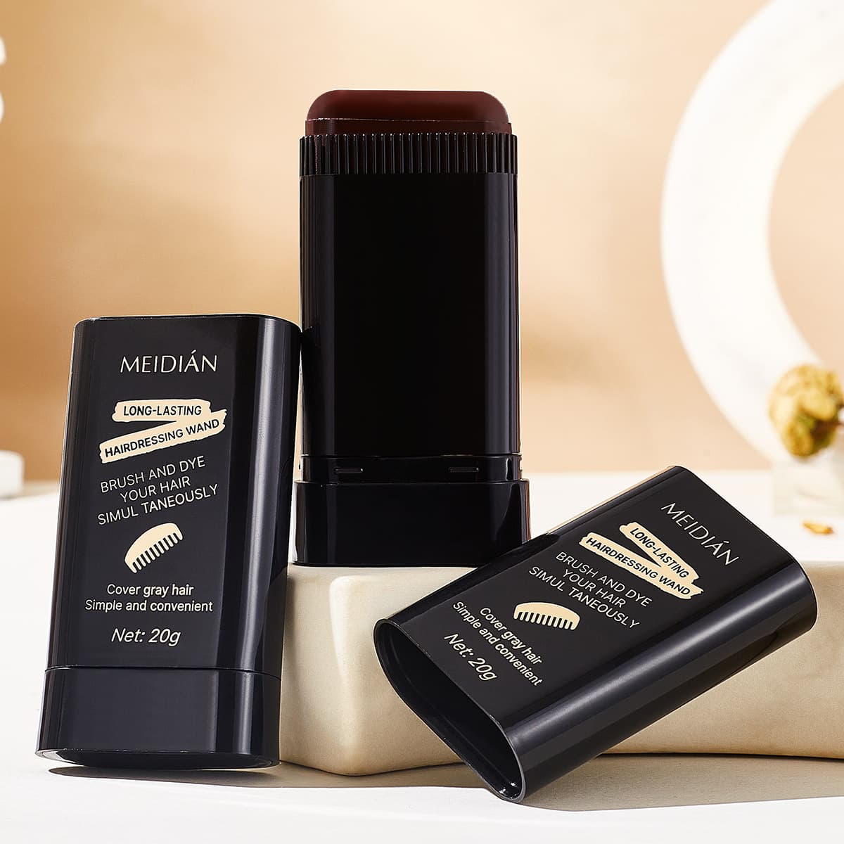 [In Stock] Hair Comb Dye Brush Black Hair One-Time Dye Pen Dye Stick Gray Hair Cover Magic Hair Tool
