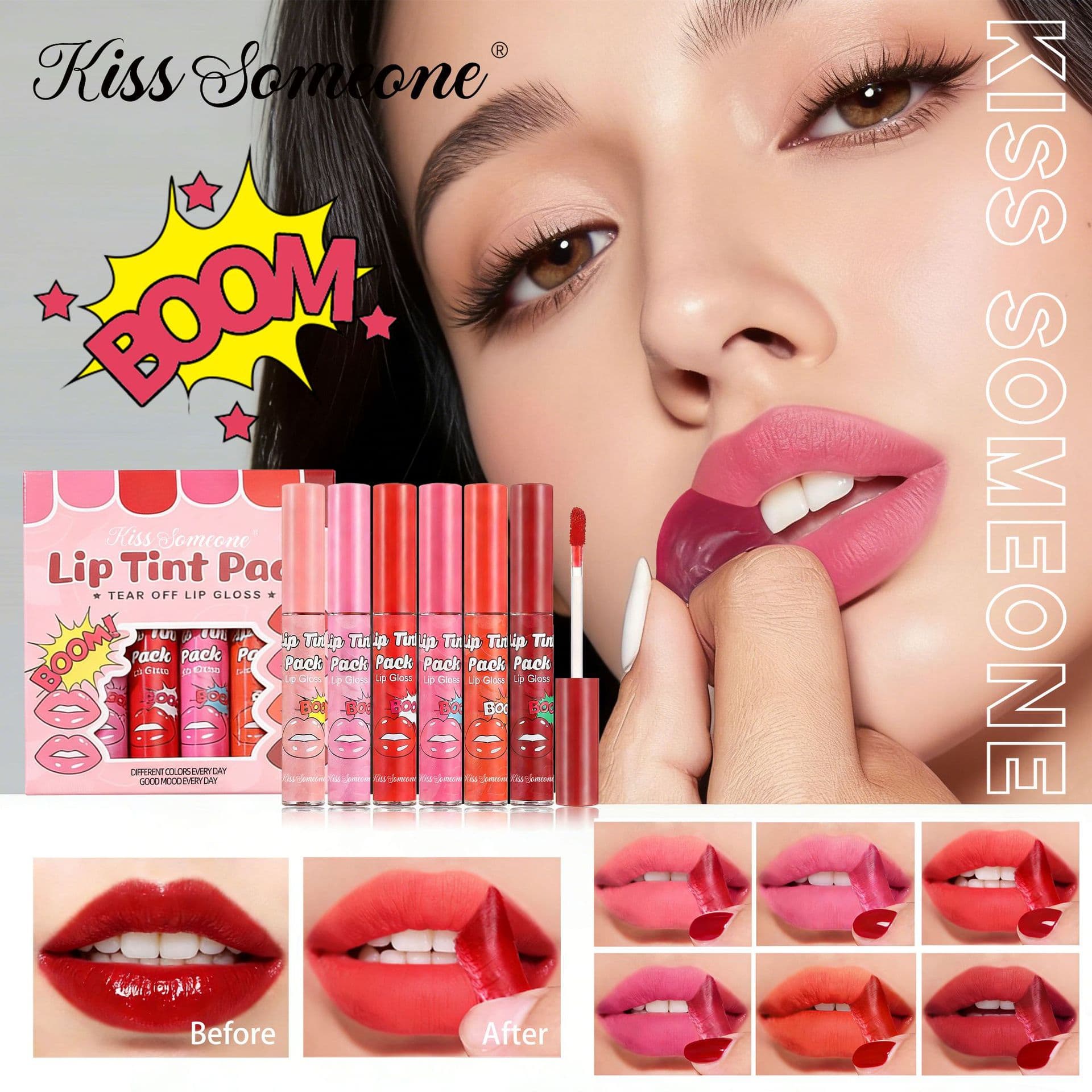 Cross-border Peel-off Moisturizing Lip Mask Lip Gloss Peel-off Lip Stain Lipstick Liquid Lipstick Non-stick Cup Waterproof Peel-off Lip Gloss