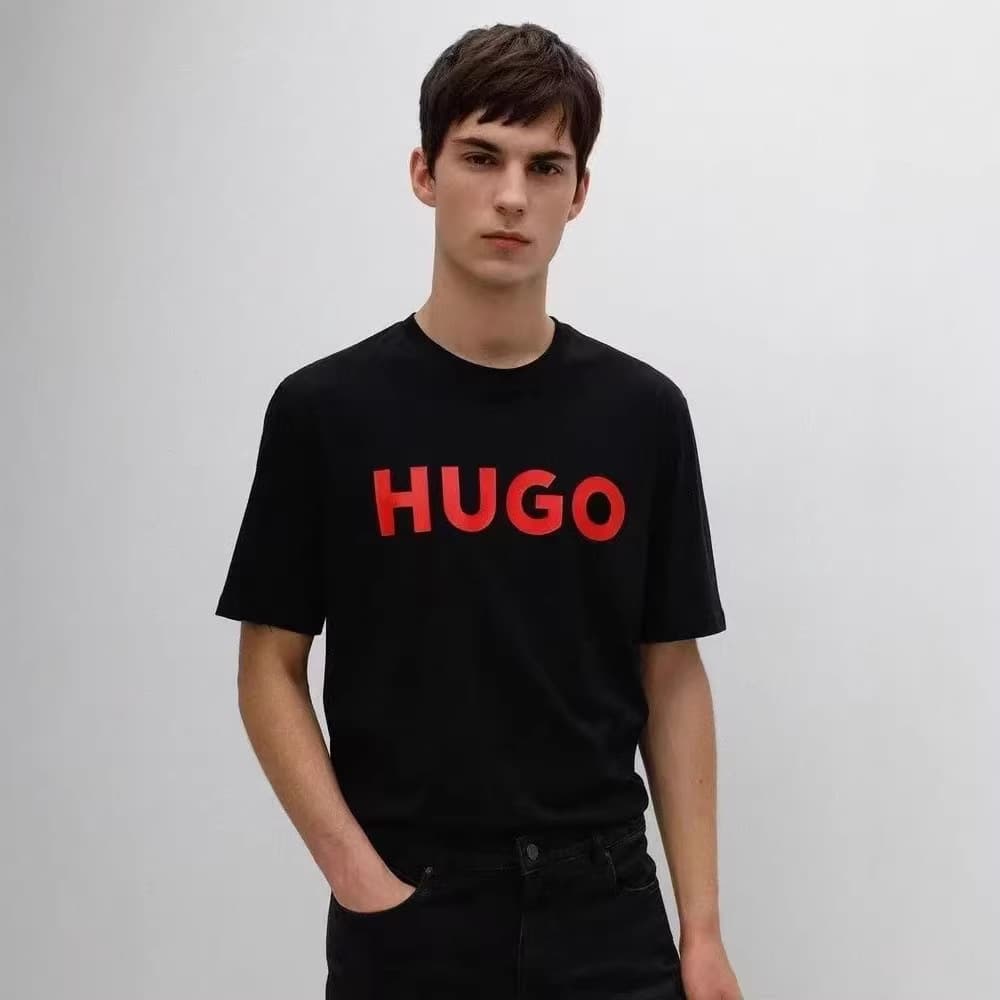 HUGO BOSS Printed Short Sleeve T-Shirt 230g Fabric Fashion Men's Export Pure Cotton Cross-Border