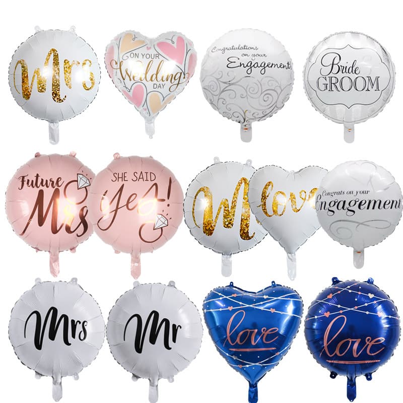 Cross-border 18-inch glittering gold love aluminum film balloon wedding room decoration ball 22-inch MR MRS engagement party decoration balloon
