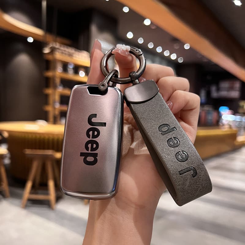 Jeep Key Cover Compatible with Jeep Compass Wrangler Unlimited Commander Grand Cherokee Key Holder Genuine Leather Car Keys Case