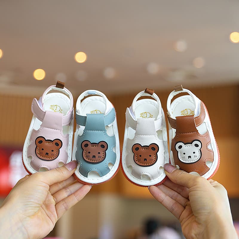 New Summer Baby Boy Sandals 0-1-2 Years Old, TPR Sole Toddler Squeaky Shoes, Baby Girl Shoes with Sound, Wholesale