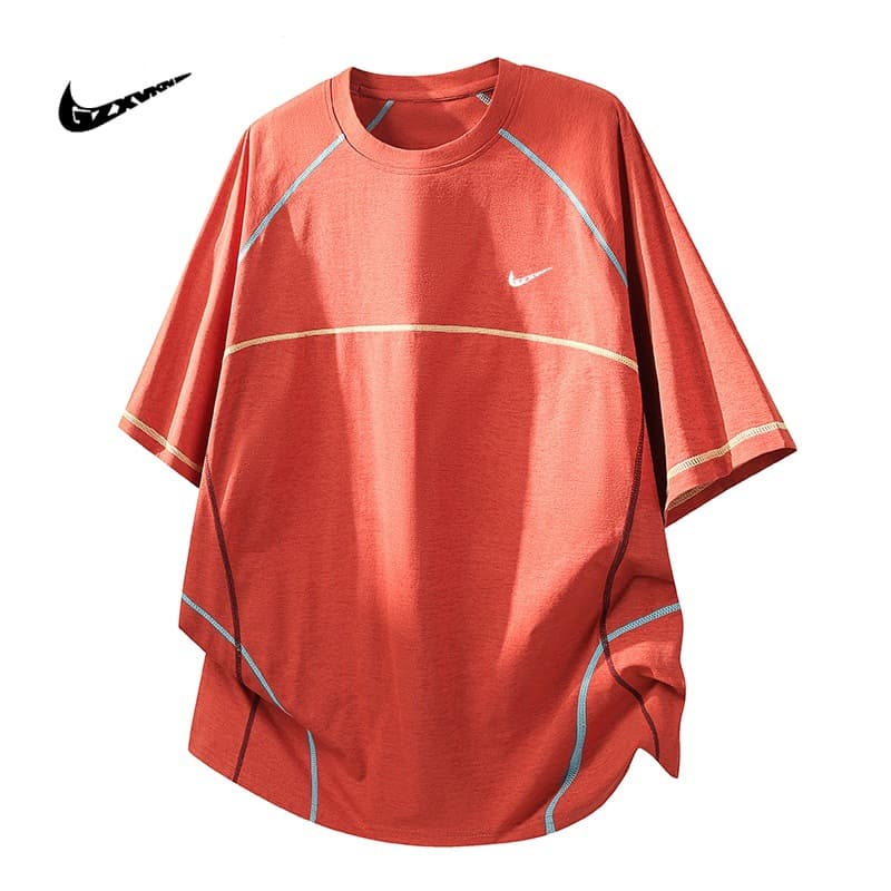 Cross-Border Foreign Trade 2026 American-Style Color-Blocking Short-Sleeve T-Shirt for Men, New Summer Model, Loose Fit, Breathable, Quick-Dry Casual Top, Round Neck