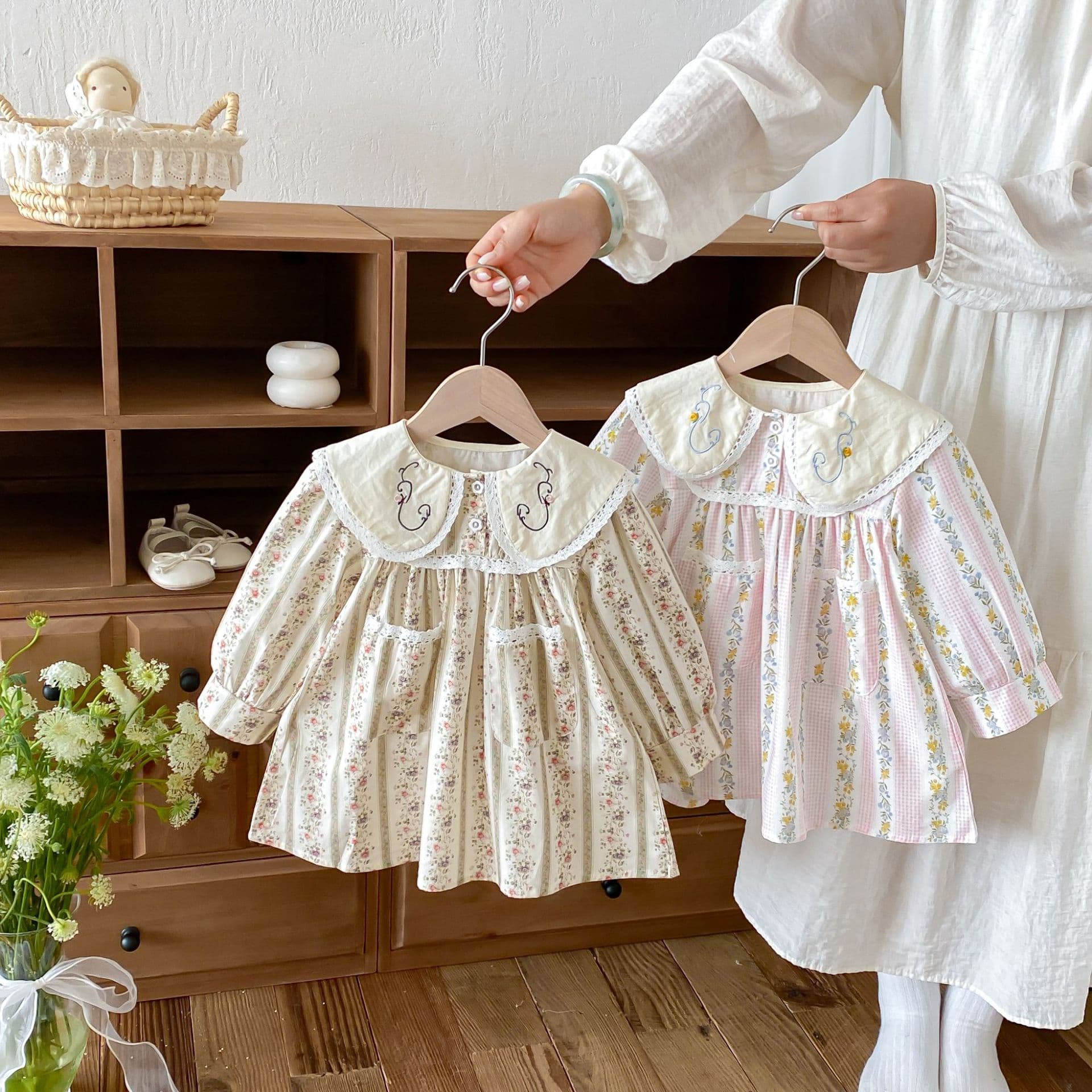 Girls Dress Fall 2026 New Korean Style Floral Print Baby Girl Long Sleeve Dress Children Princess Dress