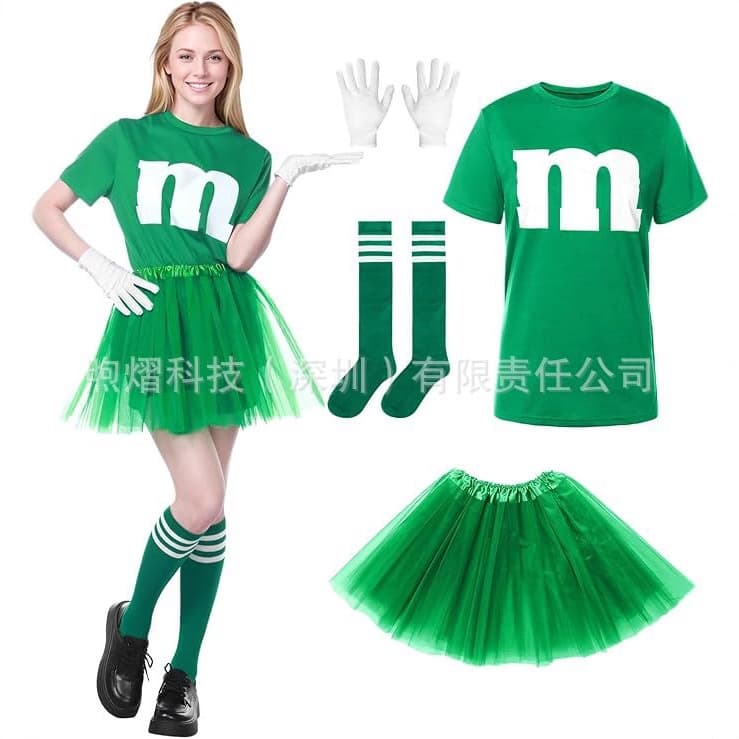 Carnival M&M's Cartoon Character Costume Chocolate Candy Tutu Dress Festival Performance Cosplay Set