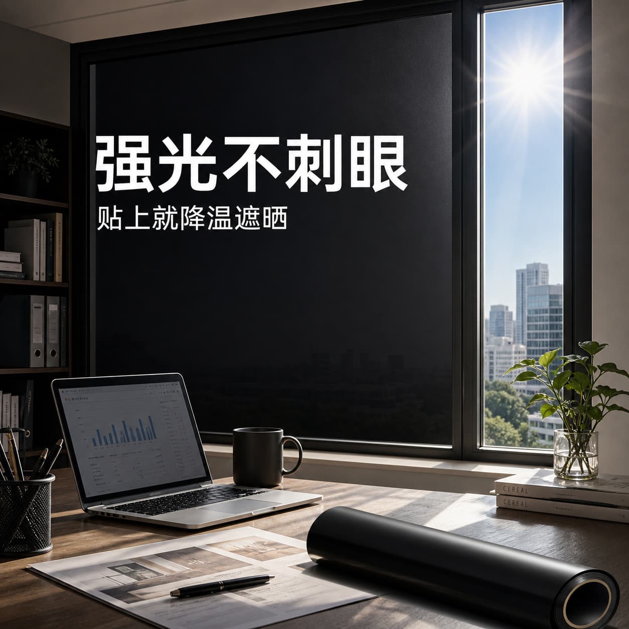 Electrostatic film black heat insulation sun protection opaque frosted black opaque glass sticker glass sticker blackout cross-border window sticker