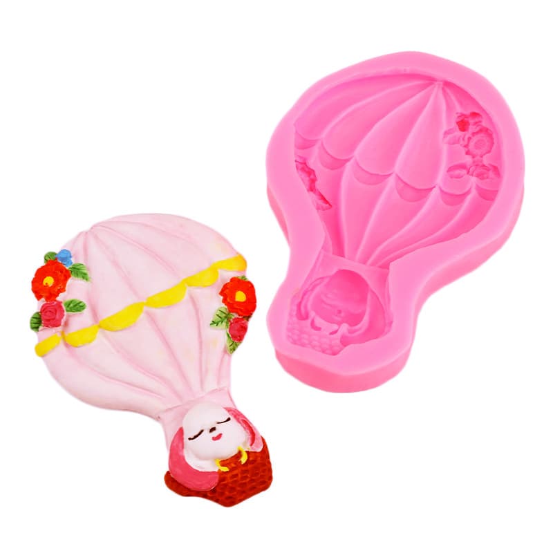 Forest-style Retro Little Rabbit Hot Air Balloon Cartoon Silicone Fondant Cake Mold Baking Cake Decoration Chocolate Mold