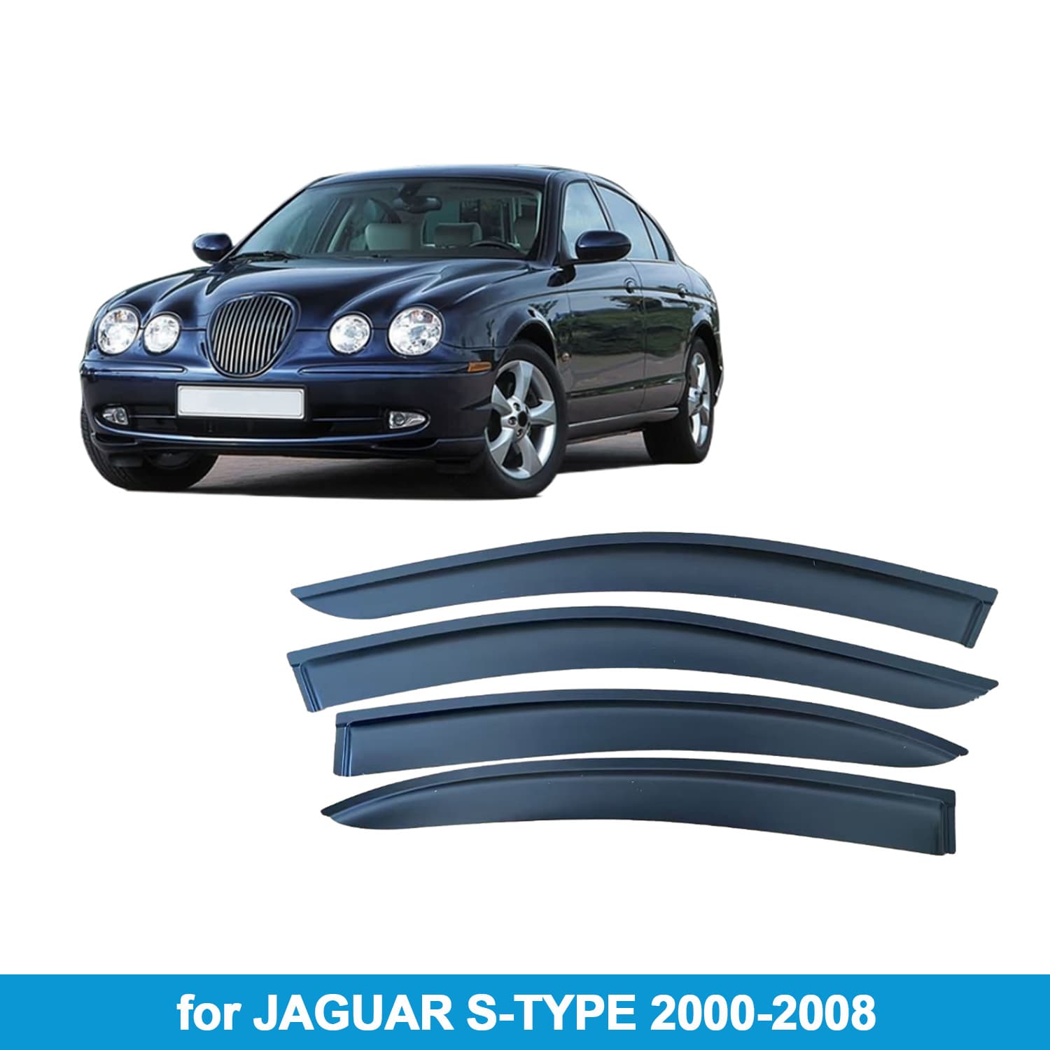 Suitable for Jaguar S-Type 2000-2008 rain or shine shield side window deflector rain brow thickened and transparent