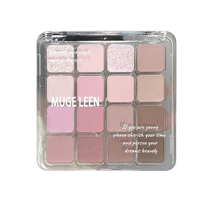 MUGELEEN Xiaohongshu Recommended Korean-style No-makeup Look Sixteen-color Eyeshadow Palette Pink Brown Honeydew Matte and Shimmer Eyeshadow