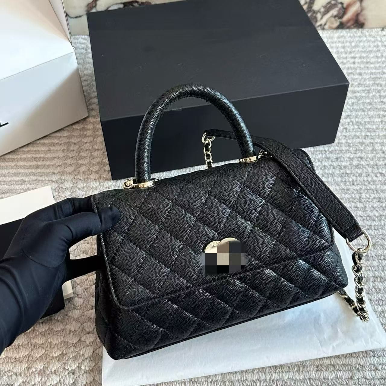 Diamond Quilted Chain Square Bag Chanel Style Caviar Shoulder Crossbody Women's Bag Versatile Casual Large Capacity Handbag