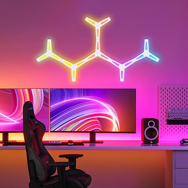 E-Sports Atmosphere Light Cross-border Intelligent Quantum Light Remote Control Pickup Splicing DIY Wall Lamp RGB Atmosphere Light Bedroom Wall Lamp