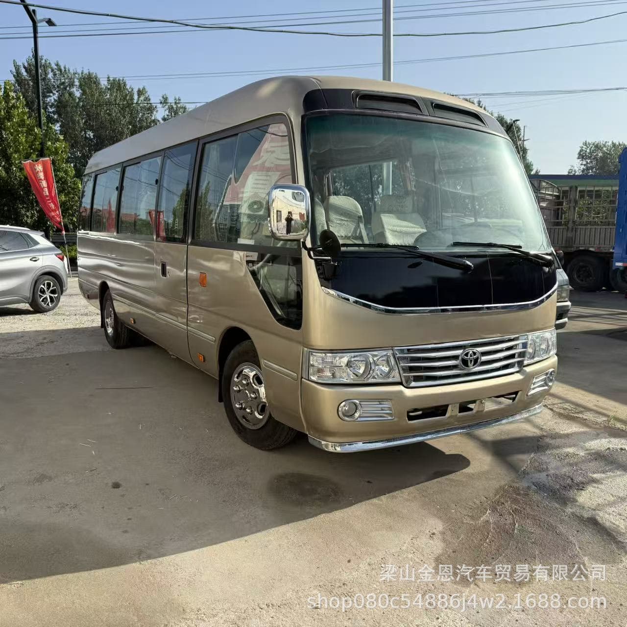 Medium-Sized Passenger Bus 19-Seater Bus 23-Seater Bus Coaster Business Electric Door Bus Coaster Vehicle