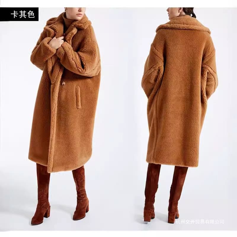 2025 Autumn/Winter Loose Teddy Bear Faux Fur Coat Women's Mid-Length Sheep Shearling Coat Thickened