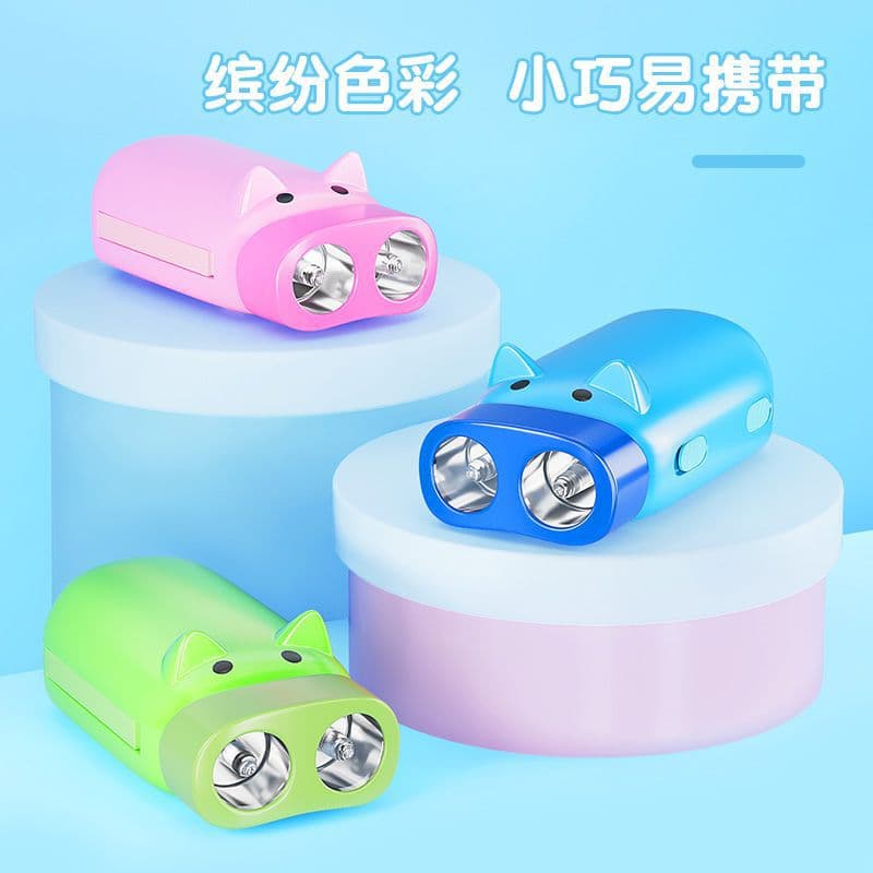 Creative Mini Cute Pig Lamp Hand Pressed Self-Powering Eco-friendly Dual LED Emergency Light Battery-Free Portable Flashlight