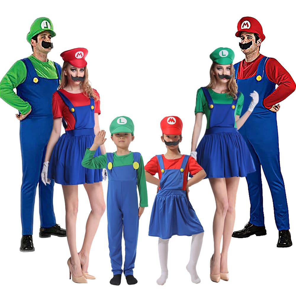 Halloween Super Mario costume Luigi cosplay stage performance outfit Mario costume