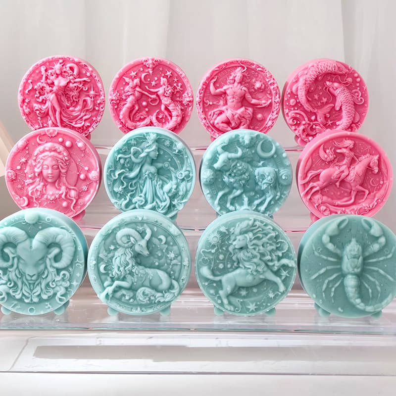 Cross-border hot-selling new zodiac relief candle silicone mold Sagittarius candle aromatherapy Aquarius cake mold