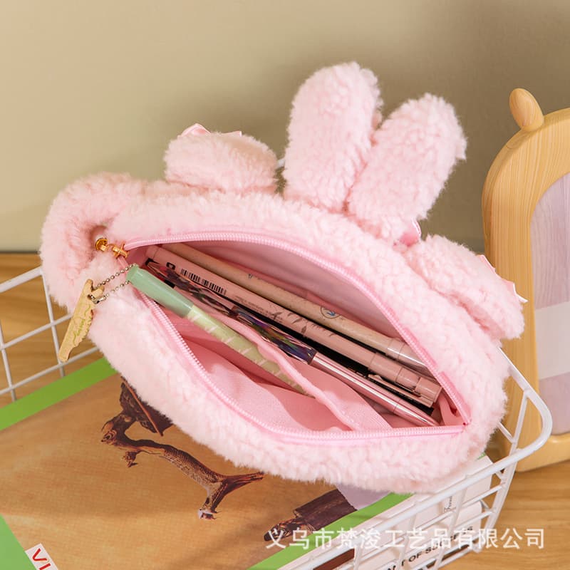 Cartoon Pencil Bag Creative Plush Large Capacity Pencil Bag Student Multifunctional Desktop Stationery Storage Bag Animation Pencil Bag